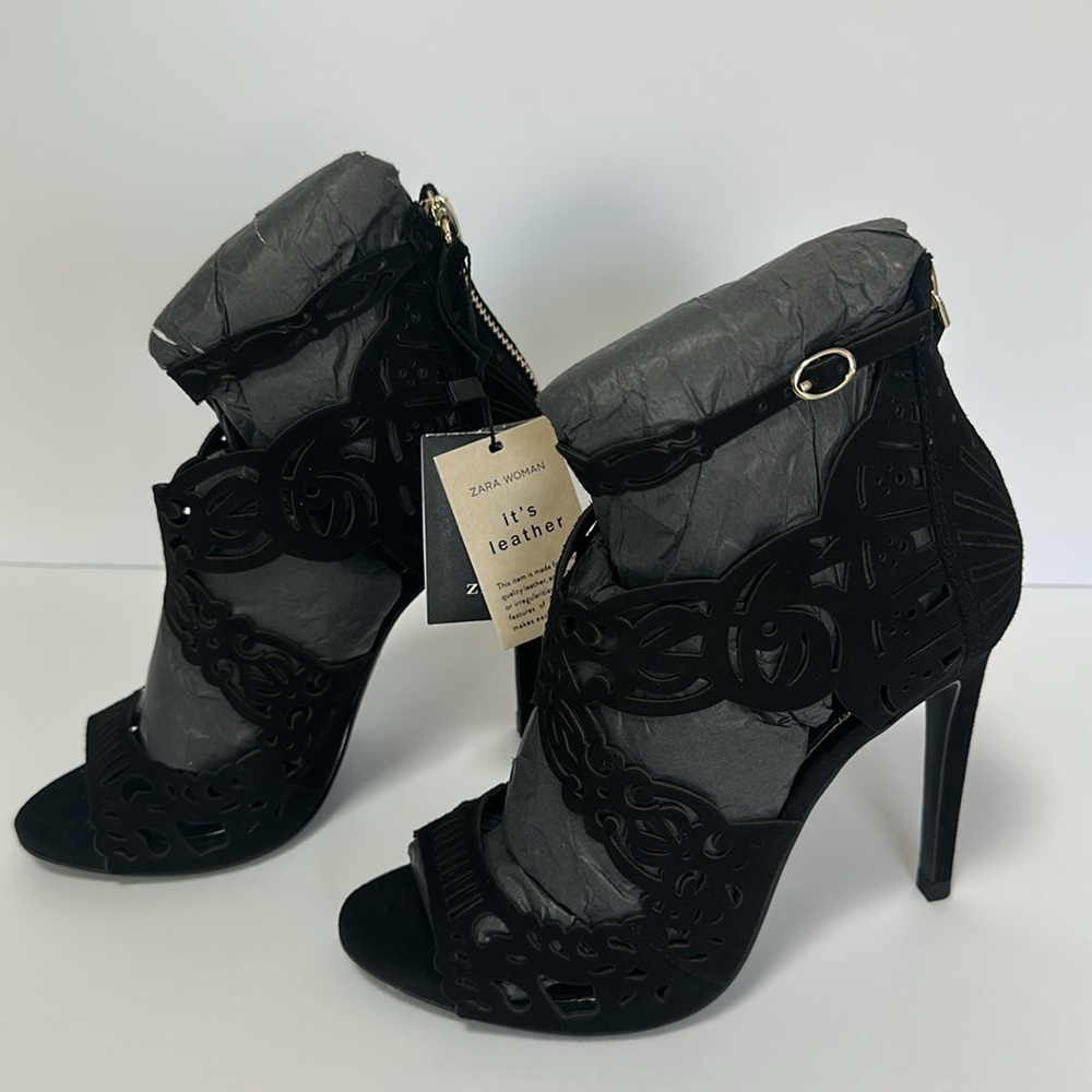 Zara Open Work Leather Sandal